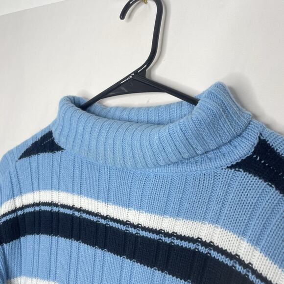 VTG Old Skool Urban Wear Mens Turtleneck Sweater Sz L Striped Skater Retro Y2K - Picture 8 of 8